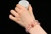 Celestial Bloom Handmade Bracelet ¨C Moonstone, Strawberry Quartz & Clear Quartz Jewelry for Love, Intuition & Clarity