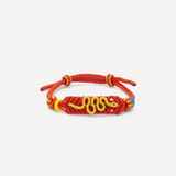 Auspicious Golden Snake Red String Bracelet - Handmade Taoist Energy Bracelet for Good Luck, Career Success & Stress Relief | Adjustable Cotton Cord Bracelet, Wudang Mountain