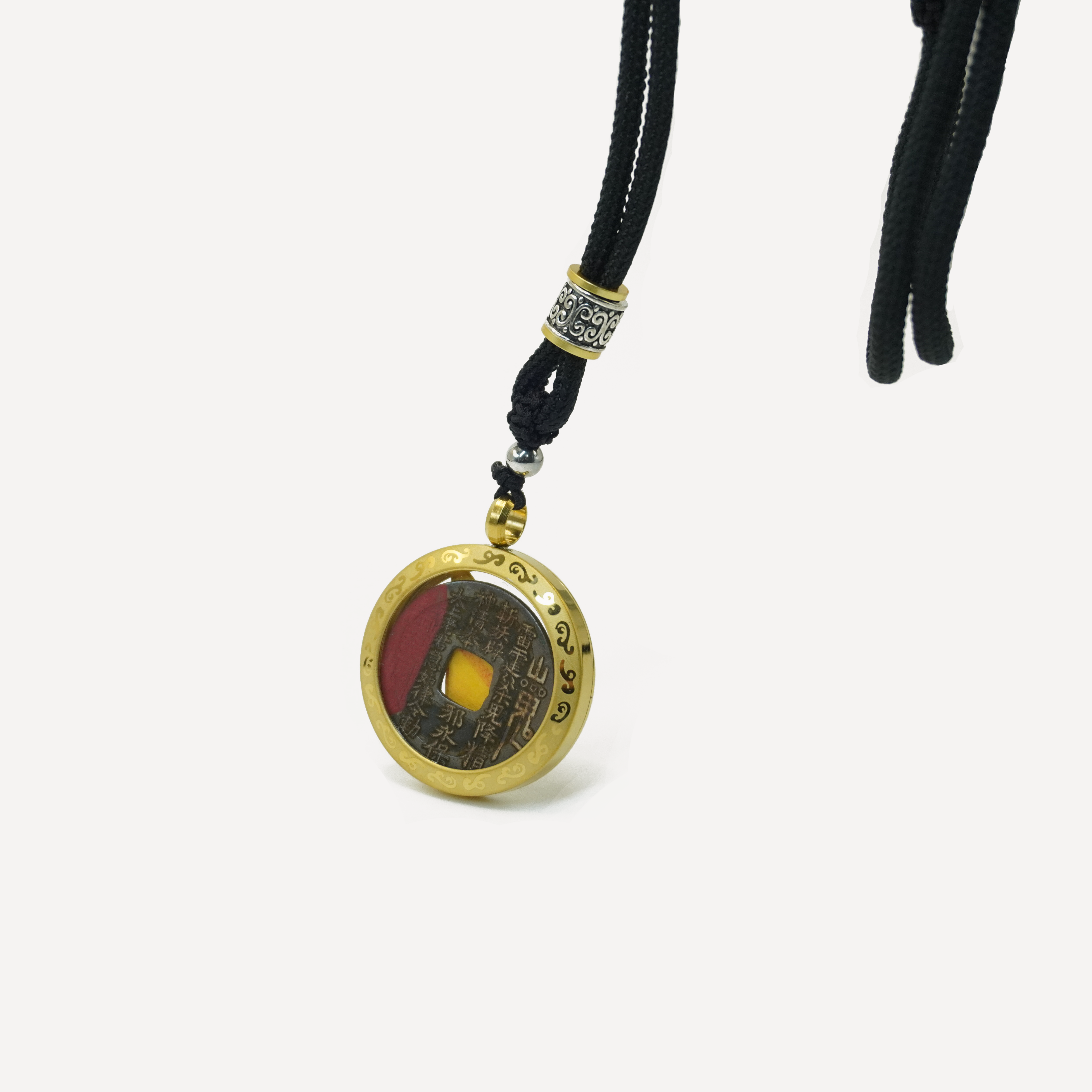 Guardian Spirit Coin Talisman Pendant Necklace - 24K Gold-Plated Brass, Copper-Gold Resonance for Protection & Prosperity | Handmade in Wudang Mountain