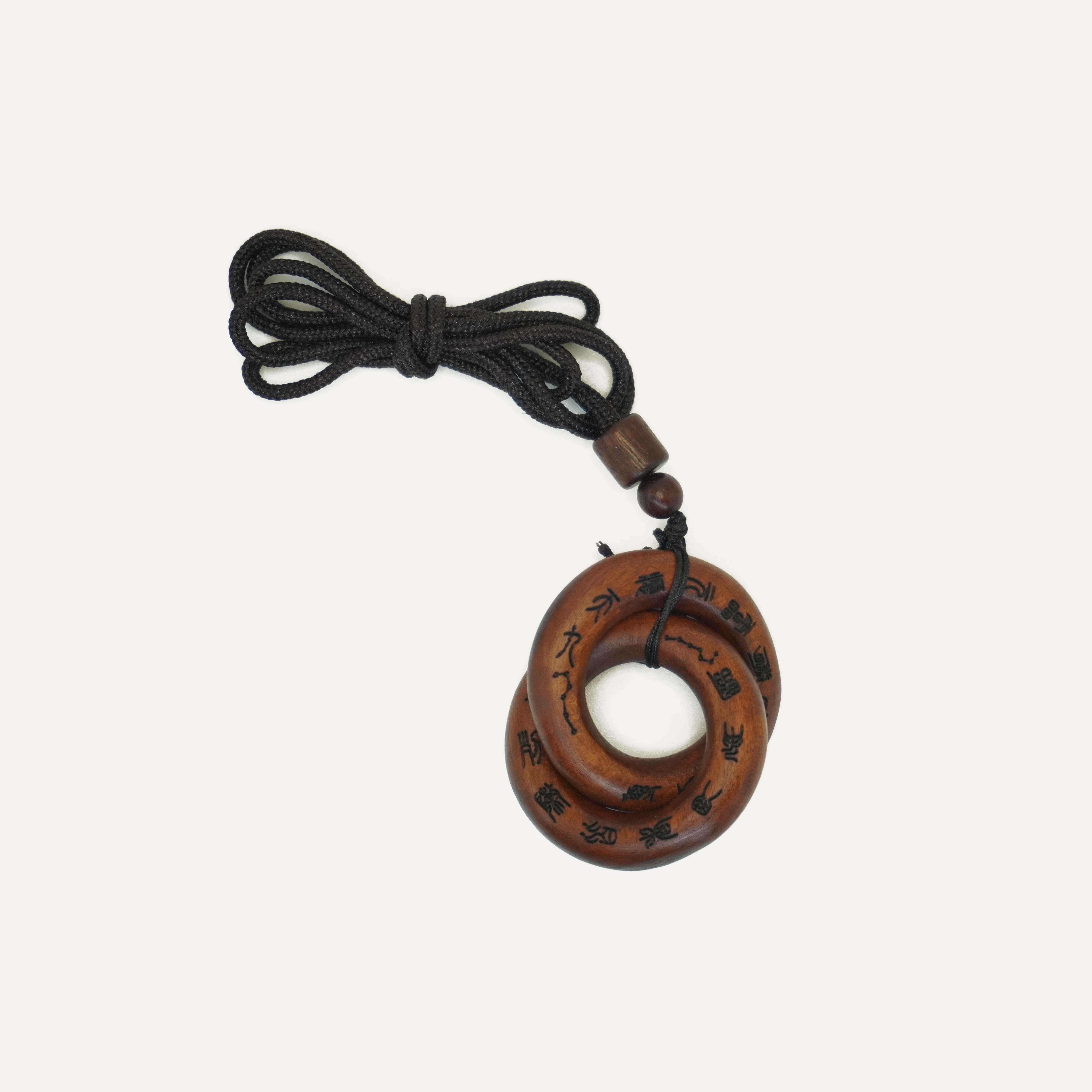 Qiankun Circle Cross Heavenly Scripture Pendant ¨C Thunder-Struck Jujube Wood Talisman for Good Luck & Protection | Handmade Taoist Jewelry
