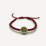 Natural Red Agate, Black Obsidian & Sterling Silver Tai Chi Bagua Talisman Bracelet