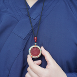 Vermilion Shangui Taoist Protection Coin Tai Chi Bagua Talisman Pendant Necklace, with Taoist Temple Blessing Certificate, Wealth & Protection Energy Charm