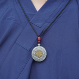 Vermilion Shangui Taoist Protection Coin Tai Chi Bagua Talisman Pendant Necklace, with Taoist Temple Blessing Certificate, Wealth & Protection Energy Charm