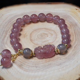 Natural Strawberry Quartz Pi Xiu Bracelet