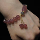 Natural Strawberry Quartz Pi Xiu Bracelet