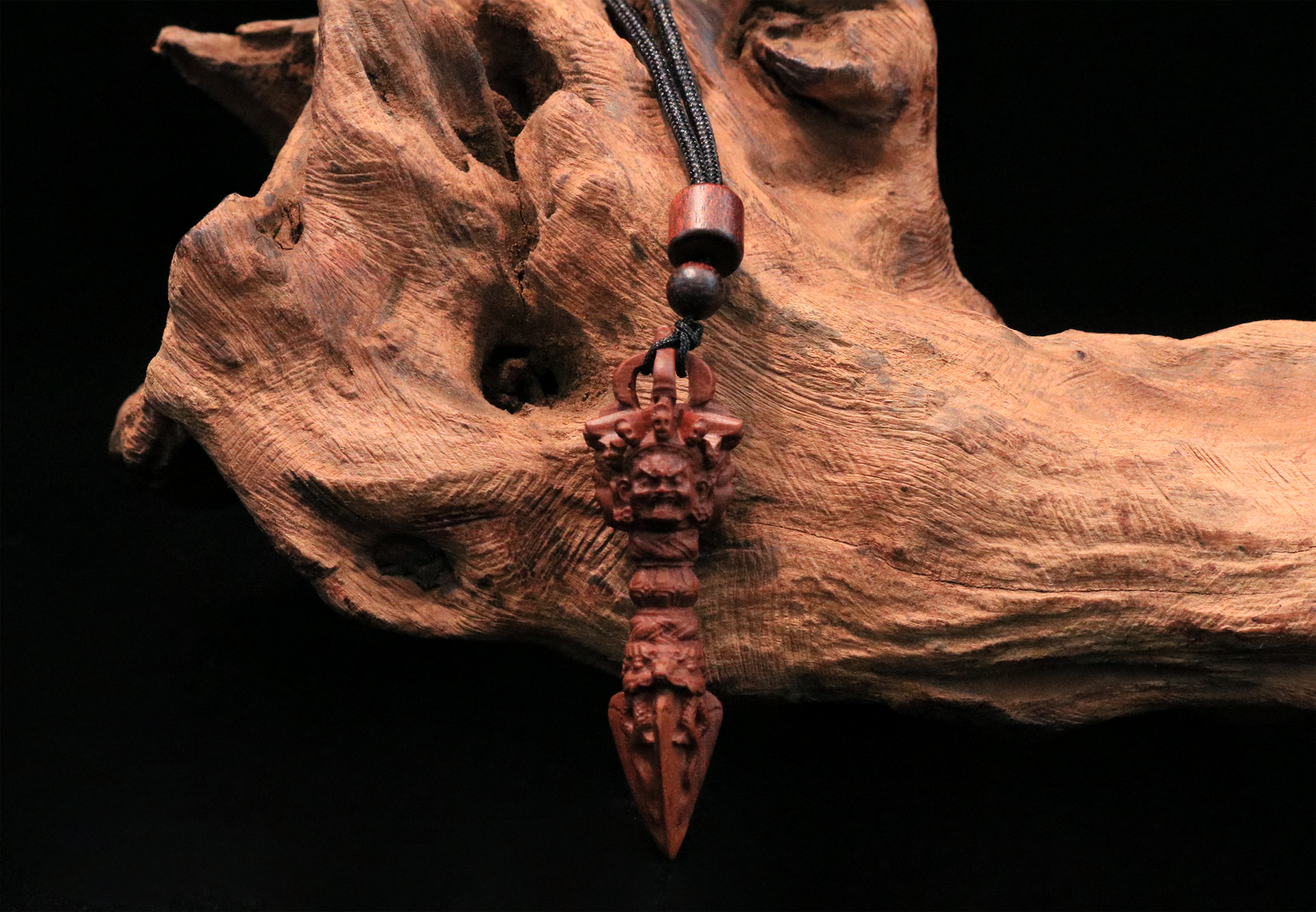 Natural Lightning Strike Wood Taoist Bagua Pendant | Spiritual Protection and Balance