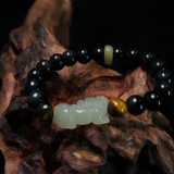 Natural Obsidian & Hetian Jade Pi Xiu Bracelet | A Symbol of Protection and Prosperity