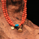 Natural South Red & Turquoise Necklace | A Touch of Warmth and Serenity