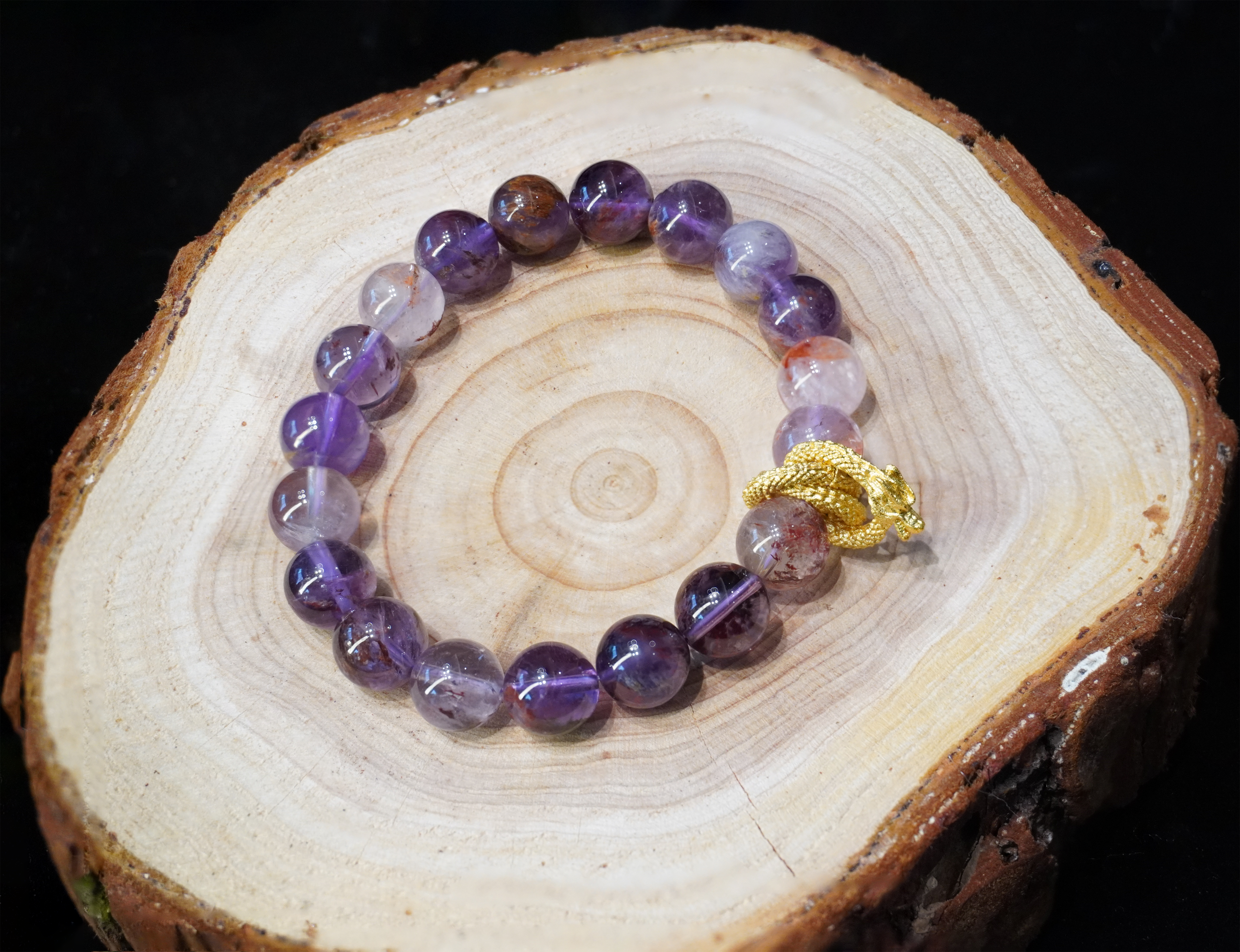 Purple Phantom Quartz Bracelet | Mystical Elegance and Prosperity