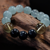 Ocean Blaze Handmade Bracelet ¨C Aquamarine, Citrine & Blue Tiger's Eye Jewelry for Calm, Confidence, Clarity & Prosperity
