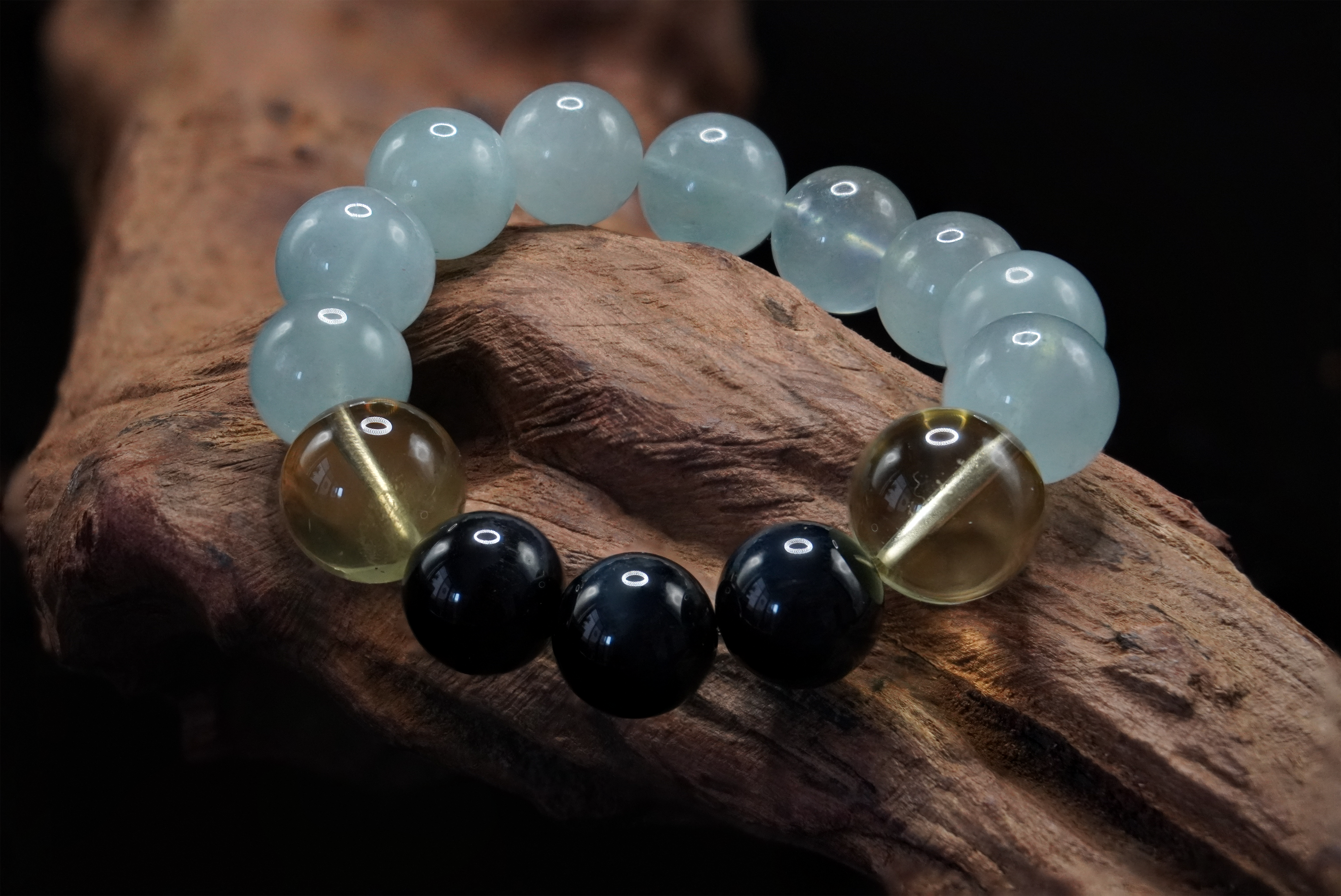 Ocean Blaze Handmade Bracelet ¨C Aquamarine, Citrine & Blue Tiger's Eye Jewelry for Calm, Confidence, Clarity & Prosperity