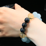 Ocean Blaze Handmade Bracelet ¨C Aquamarine, Citrine & Blue Tiger's Eye Jewelry for Calm, Confidence, Clarity & Prosperity