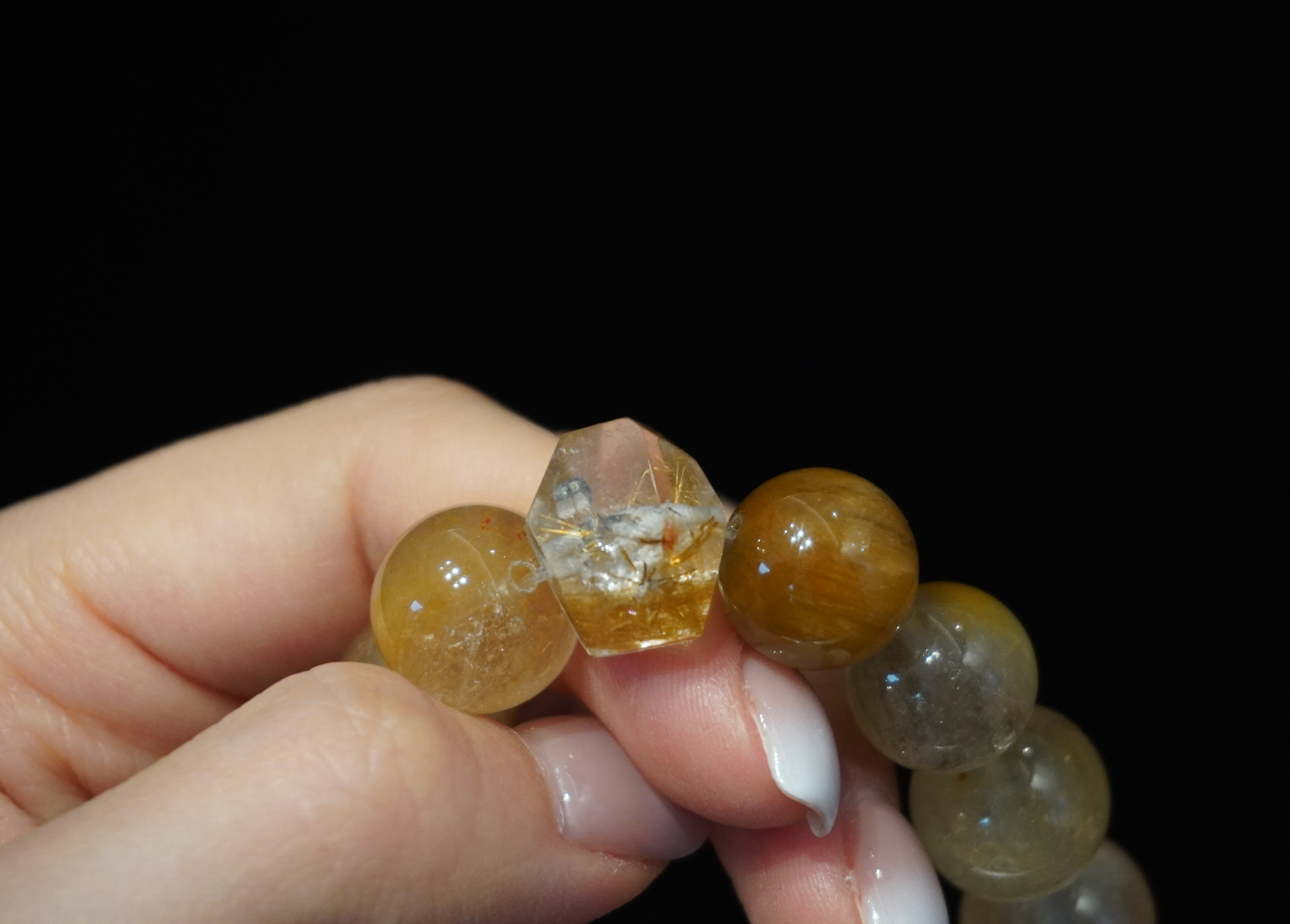 Radiance of Gold and Crystal Harmony Handmade Bracelet ¨C Rutilated Quartz, Clear Quartz & Symbiotic Crystal Jewelry for Prosperity, Clarity & Balance
