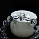 "Guardian Clarity" Handmade Silver Obsidian Bracelet ¨C Clear Quartz & Tourmalated Quartz for Protection, Emotional Clarity & Energy Balance