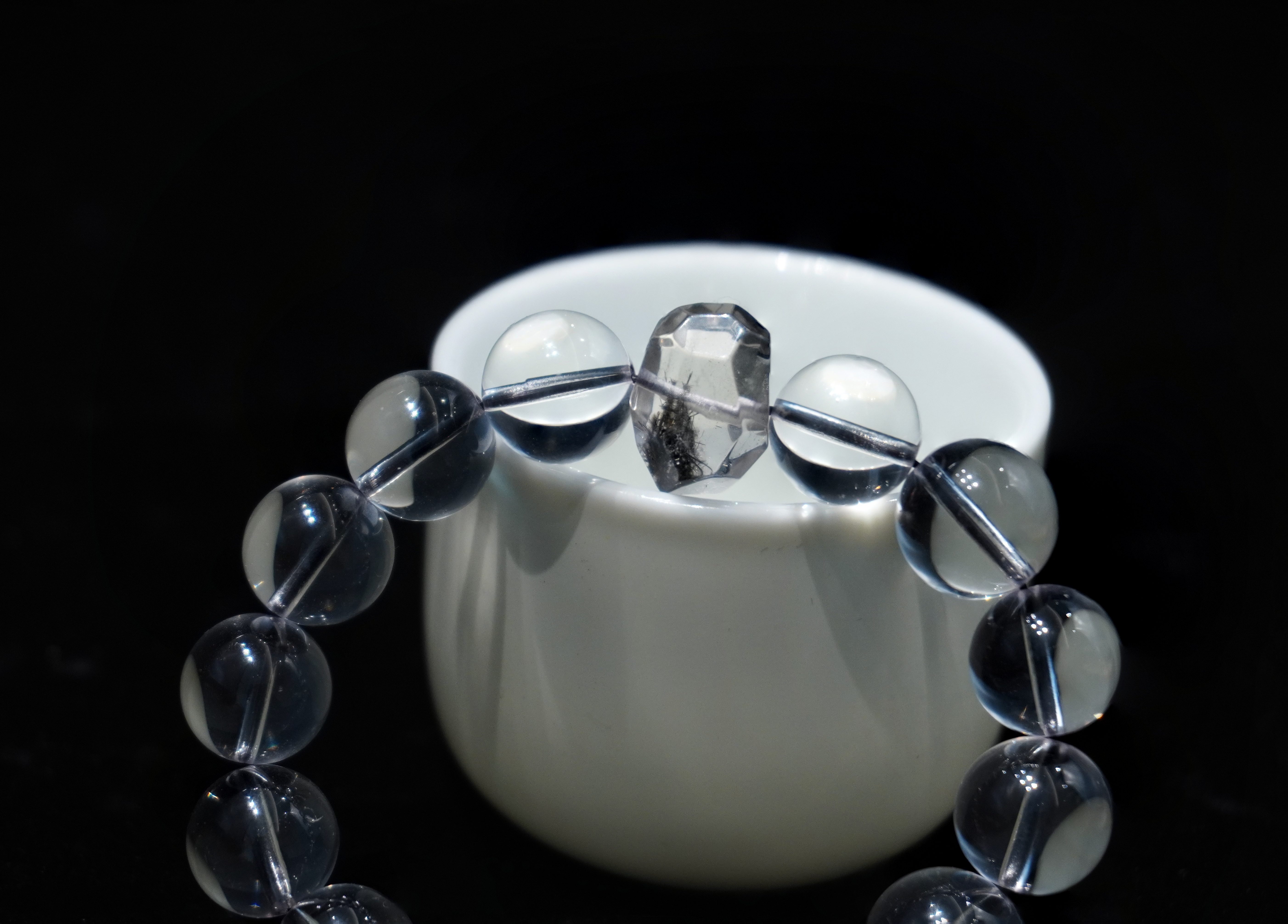 "Guardian Clarity" Handmade Silver Obsidian Bracelet ¨C Clear Quartz & Tourmalated Quartz for Protection, Emotional Clarity & Energy Balance