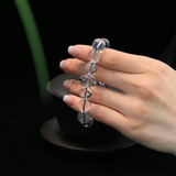 "Guardian Clarity" Handmade Silver Obsidian Bracelet ¨C Clear Quartz & Tourmalated Quartz for Protection, Emotional Clarity & Energy Balance