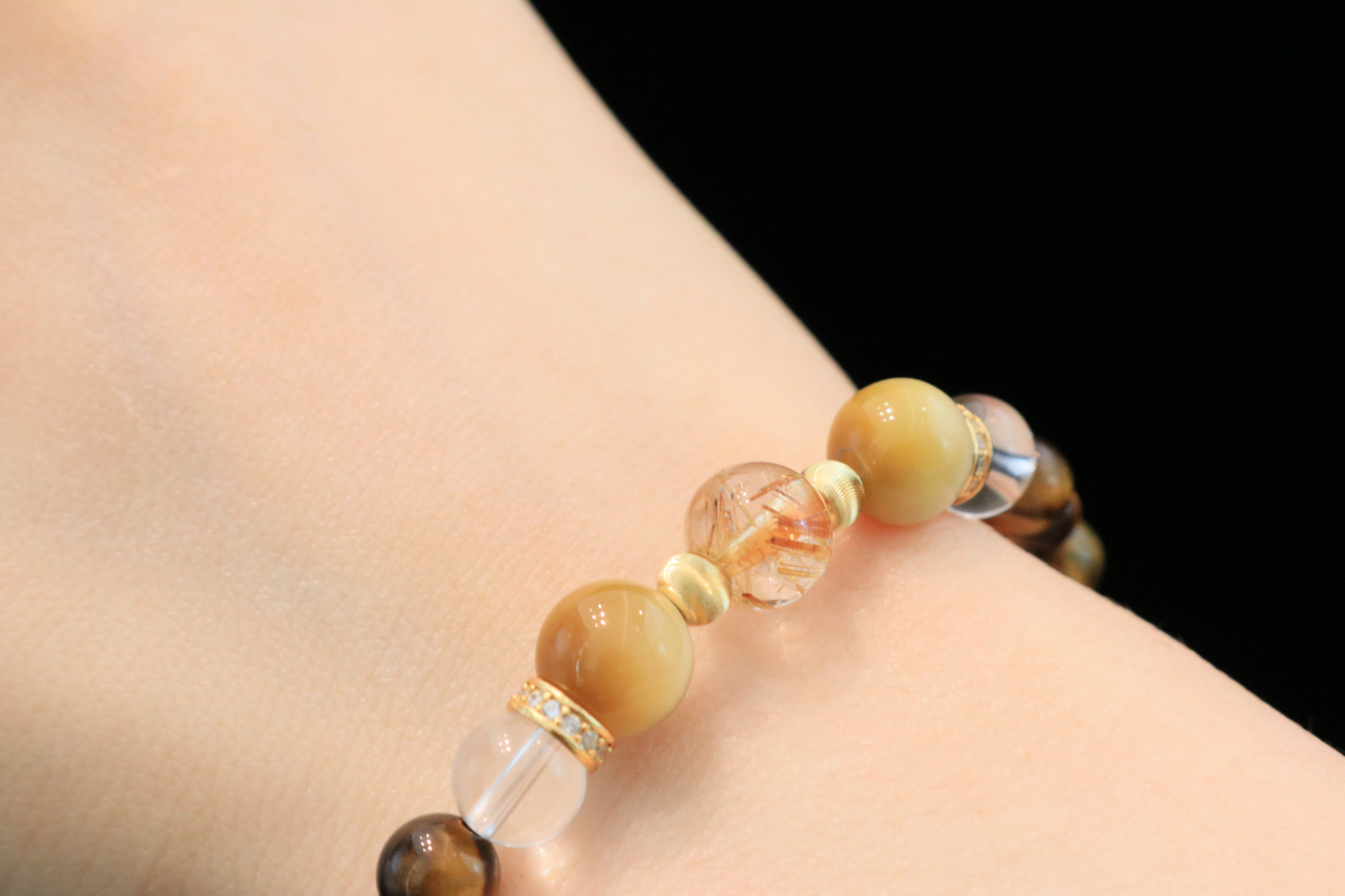 Golden Radiance Handmade Bracelet ¨C Tiger's Eye, Rutilated Quartz, Moonstone & Clear Quartz Jewelry for Boldness, Inner Strength & Clarity