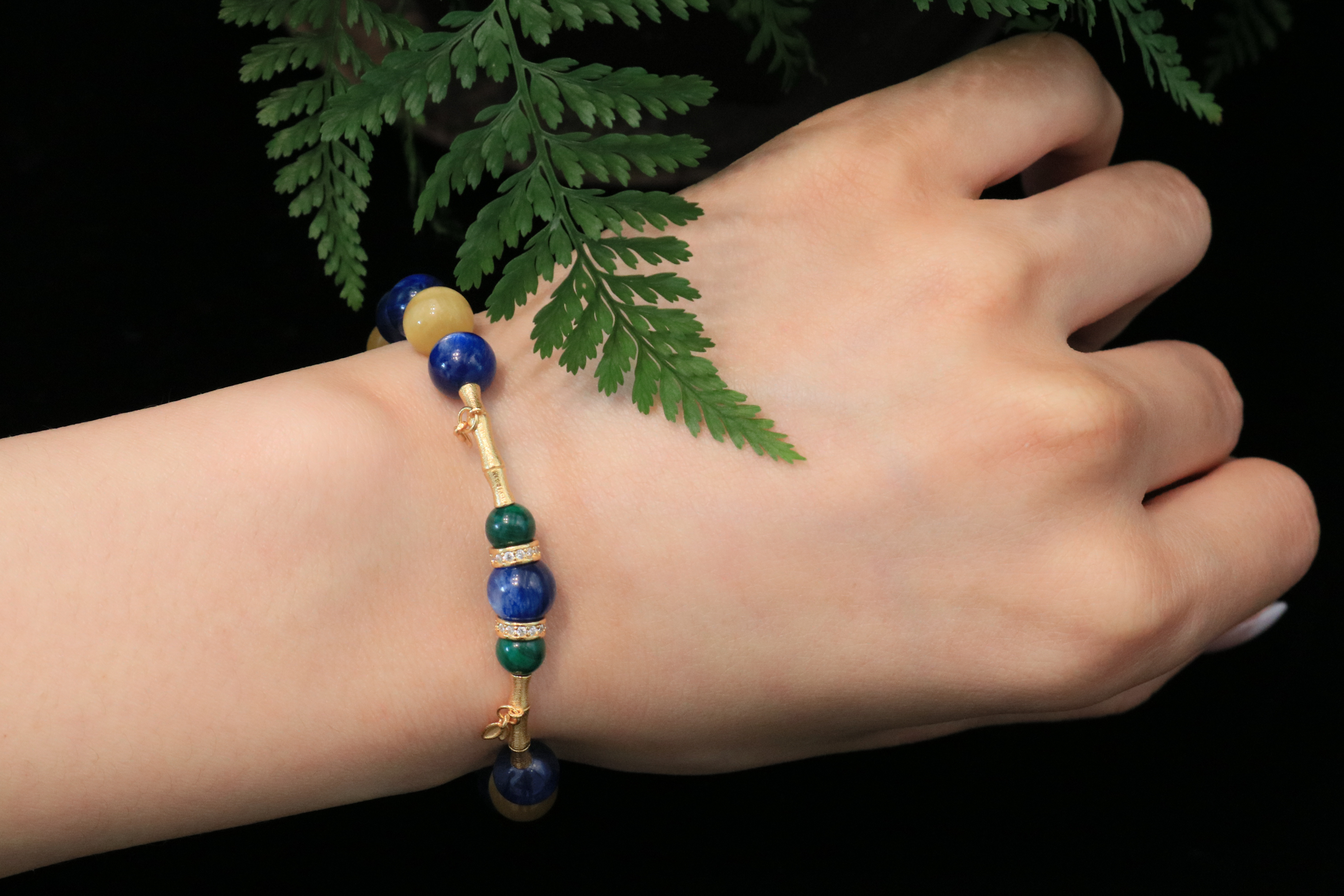 Golden Horizon Handmade Bracelet ¨C Kyanite, Yellow Tiger's Eye & Malachite Jewelry for Wisdom, Passion & Positive Energy