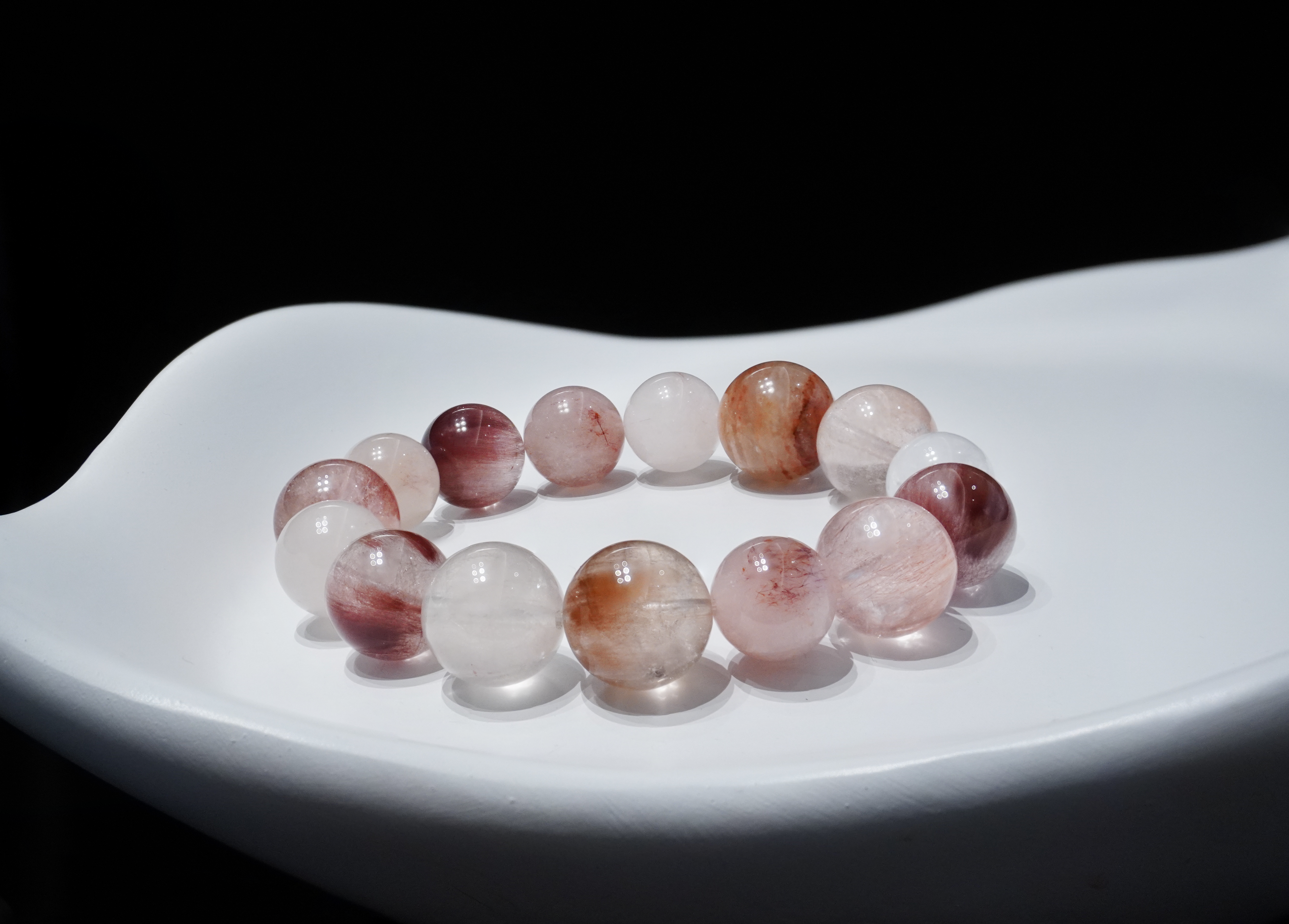 Radiant Awakening Handmade Bracelet ¨C Red Rutilated Quartz & Azeztulite Jewelry for Passion, Vitality & Higher Consciousness