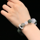 Mystic Harmony Handmade Energy Bracelet ¨C Rutilated Quartz, Green Rutilated Quartz & Silver Obsidian for Confidence, Clarity & Protection