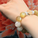 "Golden Fortune" Handmade Citrine Bracelet ¨C Golden Lepidolite & Snowflake Crystal Jewelry for Wealth, Inner Peace & Emotional Balance