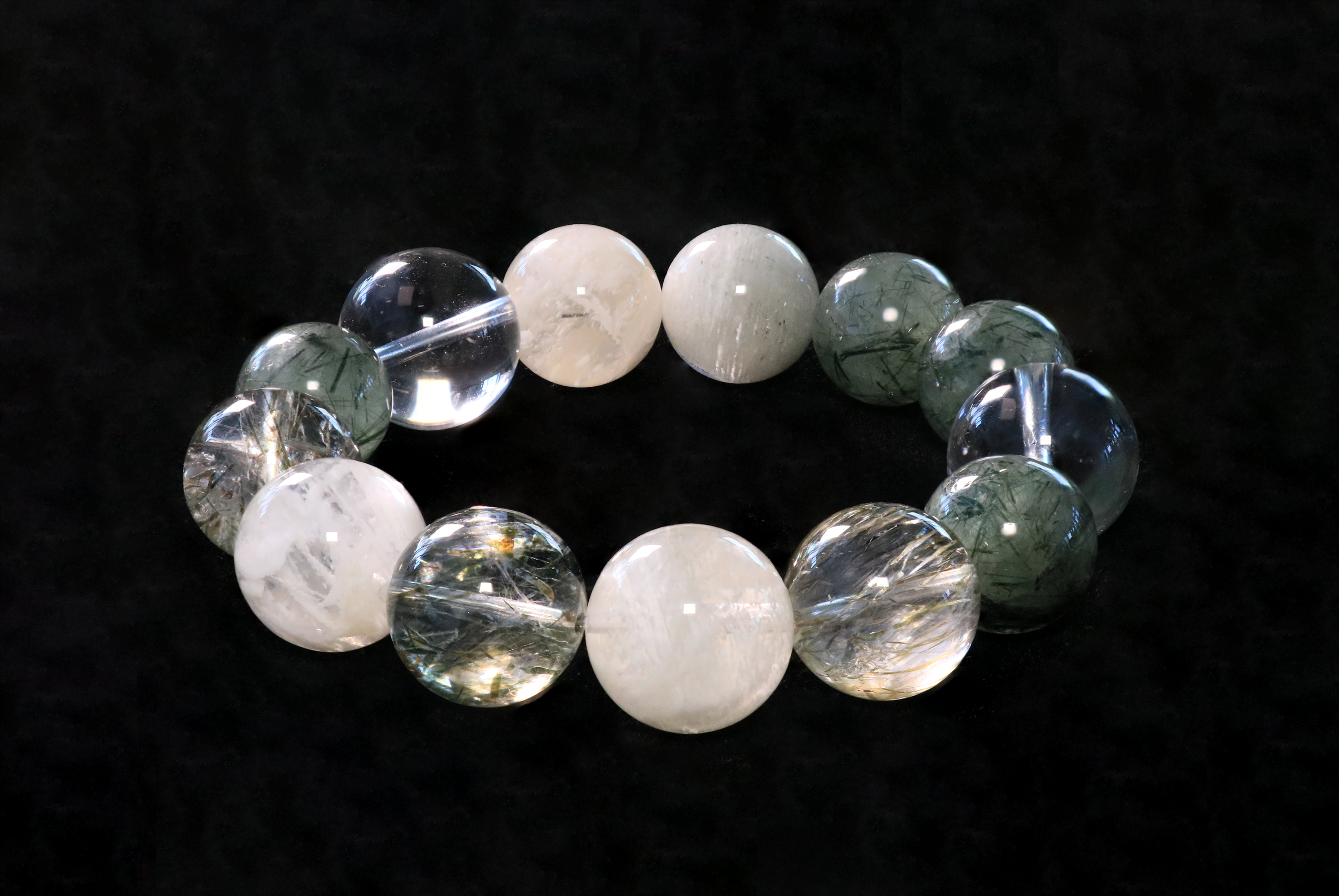 Whispering Forest Handmade Bracelet ¨C Green Rutilated Quartz, Snowflake Crystal & Clear Quartz Jewelry for Growth, Balance & Inner Peace