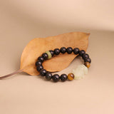 Natural Obsidian & Hetian Jade Pi Xiu Bracelet | A Symbol of Protection and Prosperity