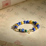 Golden Horizon Bracelet - A Fusion of Kyanite, Yellow Tiger's Eye, and Malachite