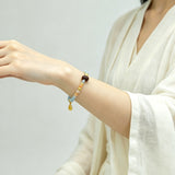 Aquamarine & Red Agate Gemstone Bracelet – Harmony Talisman for Courage, Love, and Fortune