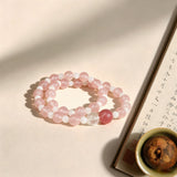 Celestial Bloom: Moonstone & Strawberry Quartz Bracelet