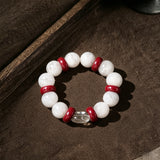 Snowflake Phantom Quartz with Cinnabar Bracelet
