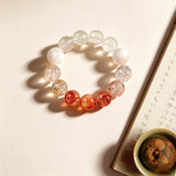 Prosperity & Motivation Crystal Bracelet - Red Flower Quartz, Rainbow Quartz, Snowflake Quartz & Citrine