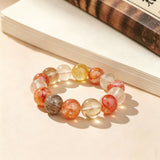 Protection & Prosperity Crystal Bracelet - Red Flower Quartz, Green Rutilated Quartz, Citrine & Yellow Lepidolite
