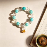 Creativity & Communication Crystal Bracelet - Amazonite, Clear Quartz, Tiger's Eye & Moonstone