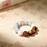 Confidence & Clarity Crystal Bracelet - Aquamarine, Tiger's Eye & Snowflake Quartz