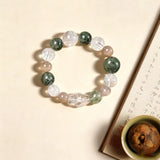 Balance & Creativity Crystal Bracelet - Green Rutilated Quartz, Moonstone, Clear Quartz & Hematoid Quartz