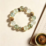 Verdant Clarity & Growth Crystal Bracelet - Green Phantom Quartz, Citrine, Clear Quartz, Mystic Quartz, Moonstone & Sandalwood