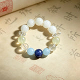 Clarity & Focus Crystal Bracelet - Snowflake Phantom Quartz, Citrine, Clear Quartz, Aquamarine & Kyanite