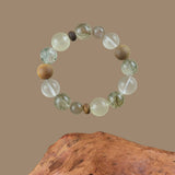 Verdant Clarity & Growth Crystal Bracelet - Green Phantom Quartz, Citrine, Clear Quartz, Mystic Quartz, Moonstone & Sandalwood
