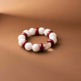 Snowflake Phantom Quartz with Cinnabar Bracelet