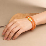 Wealth Health Balance Energy Natural Southern Red Agate Beeswax Turquoise Bracelet