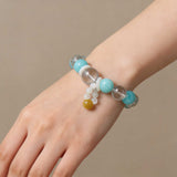 Creativity & Communication Crystal Bracelet - Amazonite, Clear Quartz, Tiger's Eye & Moonstone
