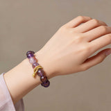 Purple Phantom Quartz Bracelet | A Mystical Touch of Elegance and Prosperity