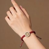 Natural Red Agate, Black Obsidian & Sterling Silver Tai Chi Bagua Talisman Bracelet