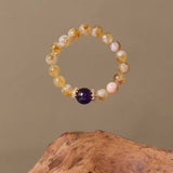 Natural Yellow Citrine, Amethyst Bracelet
