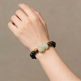Natural Obsidian & Hetian Jade Pi Xiu Bracelet | A Symbol of Protection and Prosperity