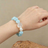 Harmony & Communication Crystal Bracelet - Amazonite, White Phantom Quartz & Pearl