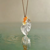 Koi Resting on Jade Oriental Aesthetic Pendant