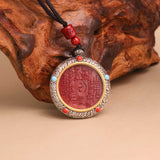 Vermilion Shangui Taoist Protection Coin Tai Chi Bagua Talisman Pendant Necklace