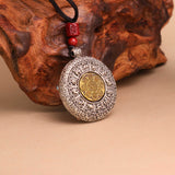 Vermilion Shangui Taoist Protection Coin Tai Chi Bagua Talisman Pendant Necklace
